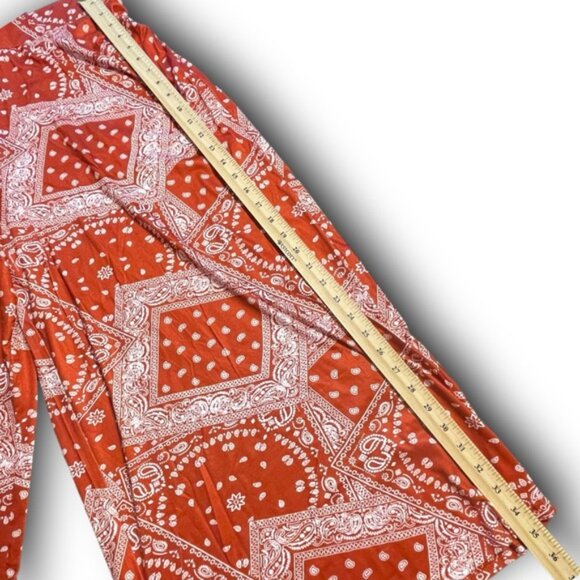 NWT Plus Size Burnt Orange Flowy Western Paisley Wide Leg Palazzo Pants Sz 2X - Picture 8 of 13